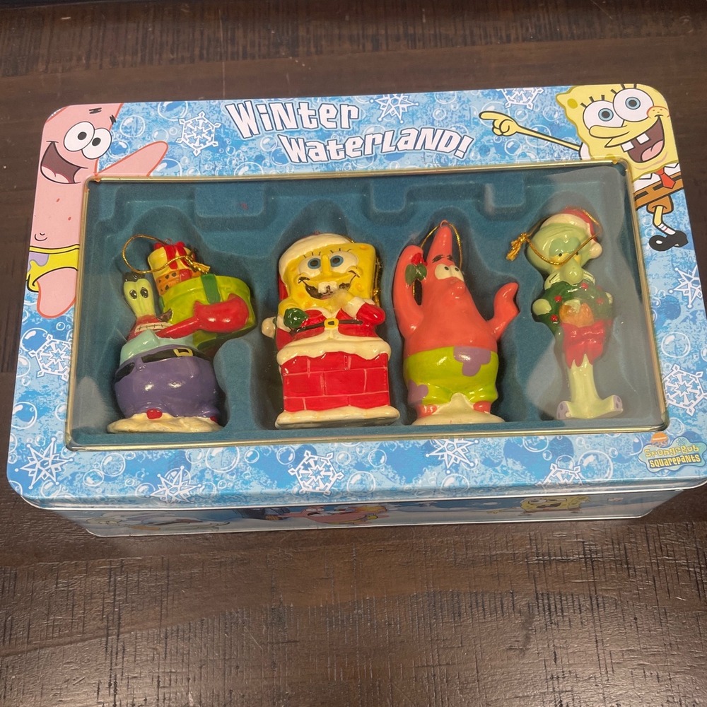 Kurt S Adler SpongeBob SquarePants Winter Waterland Christmas Ornament Set 4pc